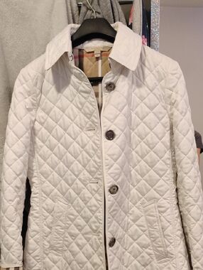 Burberry White Quilted Diamond Puffer Coat